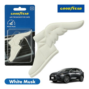 【GOODYEAR正規品】 ホワイト 白色 ウイングフット型 芳香剤 ホワイトムスク クリップ式 エアフレッシュナー エアコン吹き出し口 フレグランス レクサス NX 20系