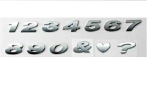 愛車 ドレスアップ ワンポイント エンブレムABCエンブレム 数字・記号 アルファベット エンブレム メッキ 数字 記号 クロームメッキ ステッカー