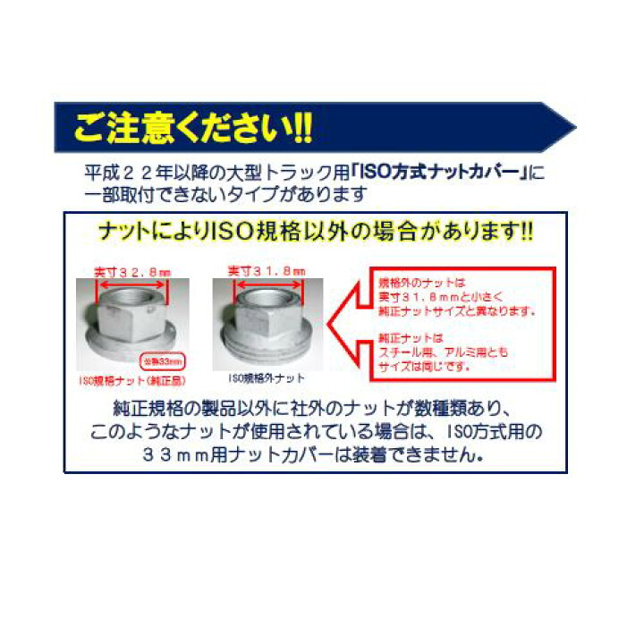 楽天市場 新基準isoホイール用ナットカバー Jb Isoホイール10穴33ミリ専用ホイールナットキャップh46mm 10個入り トラック用品百貨ターン