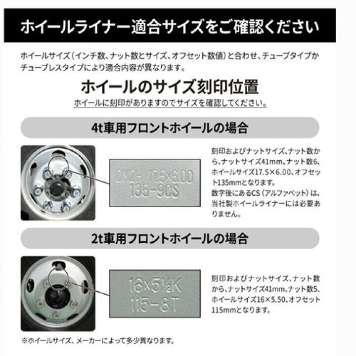 楽天市場】【4トン車用】【JETホイールライナーセット（中型車用 