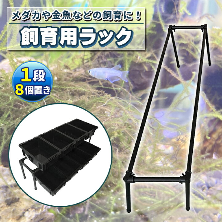 楽天市場】メダカ飼育黒ラック 1段8個置き めだか飼育棚 めだか飼育棚 