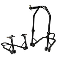 バイクスタンド リア フロント セット メンテナンススタンド V型タイプ 2台セット 黒 black バイク オー…