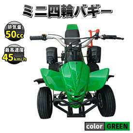 ミニ四輪バギー 50cc ポケバイ 本体 エンジン 四輪 バギー ポケットバイク ミニ バイク 原付 車体 乗用玩具 コンパクト 自立 4輪 ガソリン 組み立て簡単 緑 グリーン