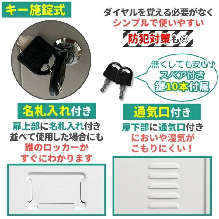 楽天市場】ロッカー スチールロッカー 12人用 ホワイト 白 鍵付き 