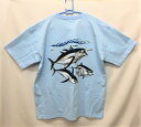 魚 マグロ (フィッシング08ーL) tシャツ 半袖 カットソー 丸首型 クルーネック 綿100% トップス レディース メンズ シンプル かわいい おしゃれ イベント お揃い 動物 オーナーグッズ オフ会
