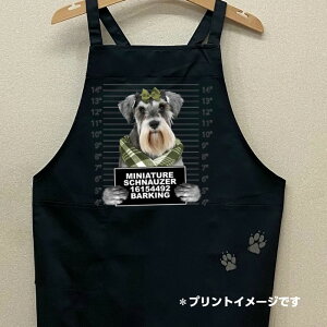 シュナウザー ミニチュア カラー エプロン(集合) バッククロス X型 たすき掛け おしゃれ かわいい 保育士 ワークエプロン 料理教室 犬柄 ドッグ 犬 イヌ 動物 オーナーグッズ プリント ギフ