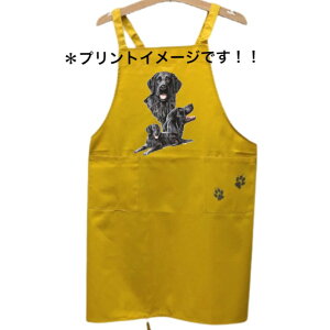 フラットコーテッドレトリバー カラー エプロン バッククロス X型 たすき掛け おしゃれ かわいい 保育士 ワークエプロン 料理教室 犬柄 ドッグ 犬 イヌ 動物 オーナーグッズ プリント ギフト