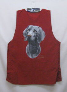 ワイマラナー(RJM)トリミングエプロン ナイロンワッシャー 両脇ボタン 撥水加工 トリマー 保育士 前掛け レディース メンズ シンプル かわいい おしゃれ 犬柄 ドッグ 犬 イヌ オーナーグッ