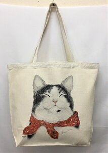 猫 キャット cat ねこ ネコ バンダナ トートバッグ エコバッグ マイバッグ【Lサイズ/大】かわいい おしゃれ レディース メンズ 男女兼用 a4 大きめ キャンバス 動物 アニマル ペット オーナー