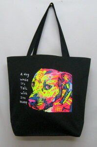 アメリカンピットブルテリア トートバッグ エコバッグ マイバッグ レッスンバッグ【Lサイズ/大】かわいい おしゃれ レディース メンズ 男女兼用 a4 大きめ キャンバス ドッグ dog 犬 犬柄 い