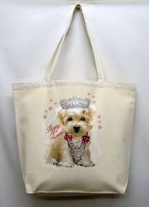 マルチーズ RS ラインストーン トートバッグ エコバッグ マイバッグ【Lサイズ/大】かわいい おしゃれ レディース メンズ 男女兼用 a4 大きめ キャンバス ドッグ 犬 犬柄 いぬ 犬プリント 犬グ