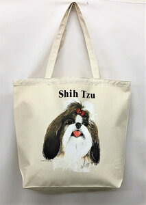 シーズー (R-01) トートバッグ エコバッグ マイバッグ【Lサイズ/大】かわいい おしゃれ レディース メンズ 男女兼用 a4 大きめ キャンバス ドッグ 犬 犬柄 いぬ 犬プリント 犬グッズ
