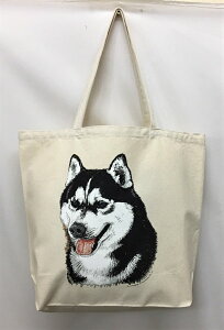 シベリアンハスキー R−8 トートバッグ エコバッグ マイバッグ【Lサイズ/大】かわいい おしゃれ レディース メンズ 男女兼用 a4 大きめ キャンバス ドッグ 犬 犬柄 いぬ 犬プリント 犬グッズ