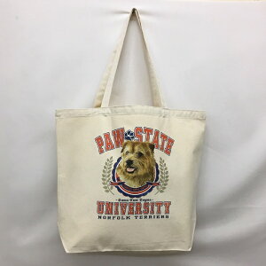 ノーフォークテリア トートバッグ エコバッグ マイバッグ【Lサイズ/大】かわいい おしゃれ レディース メンズ 男女兼用 a4 大きめ キャンバス ドッグ 犬 犬柄 いぬ 犬プリント 犬グッズ