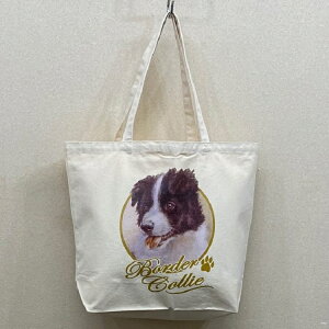 ボーダーコリー ボーダー パピー トートバッグ エコバッグ マイバッグ【Lサイズ/大】かわいい おしゃれ レディース メンズ 男女兼用 a4 大きめ キャンバス ドッグ 犬 犬柄 いぬ 犬プリント 犬