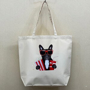 フレンチブルドッグ トートバッグ エコバッグ マイバッグ レッスンバッグ【Lサイズ/大】かわいい おしゃれ レディース メンズ 男女兼用 a4 大きめ キャンバス ドッグ dog 犬 犬柄 いぬ 犬プリ