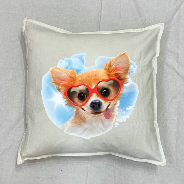 楽天市場 送料無料 チワワ クッション New 中身あり ホワイト 50ｘ50cm 大きめ ビッグサイズ ビッグフェイス 洗える かわいい おしゃれ Dog 犬柄 いぬ 犬プリント 雑貨 犬グッズ 犬プリント 動物 オーナーグッズ 敬老の日 犬と動物 トラストワンポイント