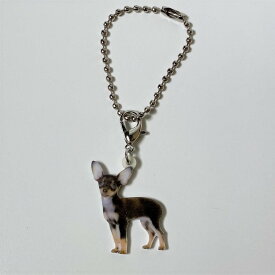 チワワ【キーホルダー チャーム 】スムース チワワグッズ バッグチェーン マスクチャーム アクリル 犬 いぬ イヌ dog 犬種別 犬雑貨 オーナーグッズ かわいい 輸入 キーチェーン プリント 送料無料