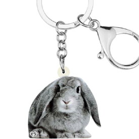 【メール便送料無料】ウサギ ラビット たれ耳 キーホルダー うさぎグッズ アクリル 兎雑貨 オーナーグッズ かわいい 輸入 キーチェーン プリント