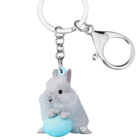 【メール便送料無料】キーホルダー ウサギ うさぎ 兎 ラビット グッズ アクリル 動物雑貨 オーナーグッズ かわいい 輸入 キーチェーン プリント プレゼント ギフト イースター