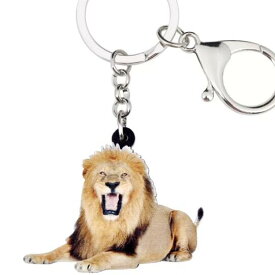 【メール便送料無料】ライオン キーホルダー ライオングッズ Lion アクリル 野生動物 種別 アニマル雑貨 オーナーグッズ かわいい 輸入 キーチェーン プリント 車 父の日