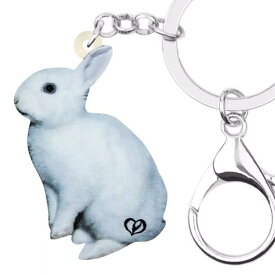 ●【メール便送料無料】キーホルダー ウサギ うさぎ 兎 ラビット グッズ アクリル 動物雑貨 オーナーグッズ かわいい 輸入 キーチェーン プリント プレゼント ギフト イースター ギフト