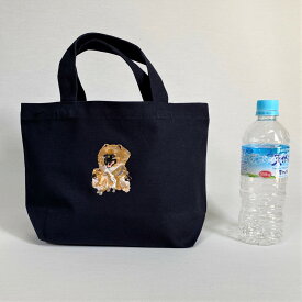 【メール便送料無料　ポメラニアン dog ドッグ 犬 Sサイズ 厚手 トートバッグ 刺?プリント 小 お散歩バッグ 犬プリント かわいい ギフト プレゼント オフ会　犬雑貨