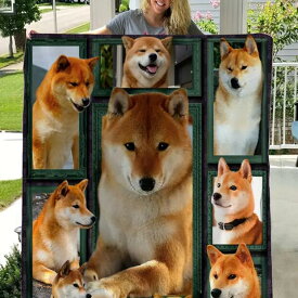 シバイヌ 柴犬 ブランケット 犬 dog DOG 犬柄 フルプリント 暖かい かわいい ふわふわ ひざ掛け 肩掛け ベッドカバー アウトドア ソファーカバー 車内 キャンプ 犬グッズ 輸入 横幅約100cm 長さ約125cm