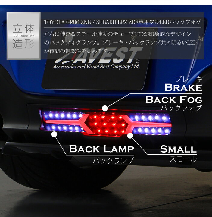 楽天市場】GR86 ZN8 BRZ ZD8 フルLED バックフォグ リアフォグ LEDリア 