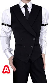 執事 コスプレ衣装 メンズ 4点セット コスチューム 燕尾服ベスト 長袖シャツ ズボン ネクタイ フォーマル 紳士 cosplay変装 演出服 学園祭 文化祭 ハロウイン