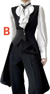 執事 コスプレ衣装 メンズ 4点セット コスチューム 燕尾服ベスト 長袖シャツ ズボン ネクタイ フォーマル 紳士 cosplay変装 演出服 学園祭 文化祭 ハロウイン