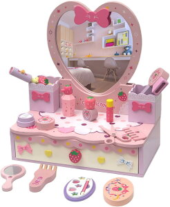 ドレッサー 子供 ドレッサー おもちゃ おままごとセット 【2025新品登場】子供用ドレッシングテーブル プリンセスメイクアップテーブル 木製アクセサリー 女の子の誕生日プレゼント