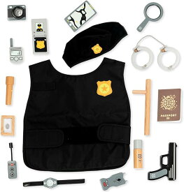 警察官 コスプレ 木製 おもちゃ 17点セット 制服 帽子 手錠 トランシーバー タクティカルベスト付き ハロウィン 3歳 4歳 5歳 子供‌