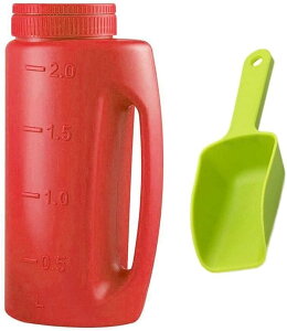 肥料散布器 散粒器 2L 散布穴付きボトル シャベル付き 肥料じょうろ ハンディ散粒器 調節可能 手持ち型 軽量 便利 ポータブル 植物 花 鉢植え 種 芝生 ガーデン 園芸 種まき用の壺 融雪剤散布