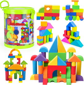 95点 積み木 ソフトブロック 柔らかい EVA素材 フォーム ブロック 子供 おもちゃ 軽い DIY カラフル 男の子 女の子 クリスマス プレゼント 誕生日 贈り物 ギフト (積み木-95P)