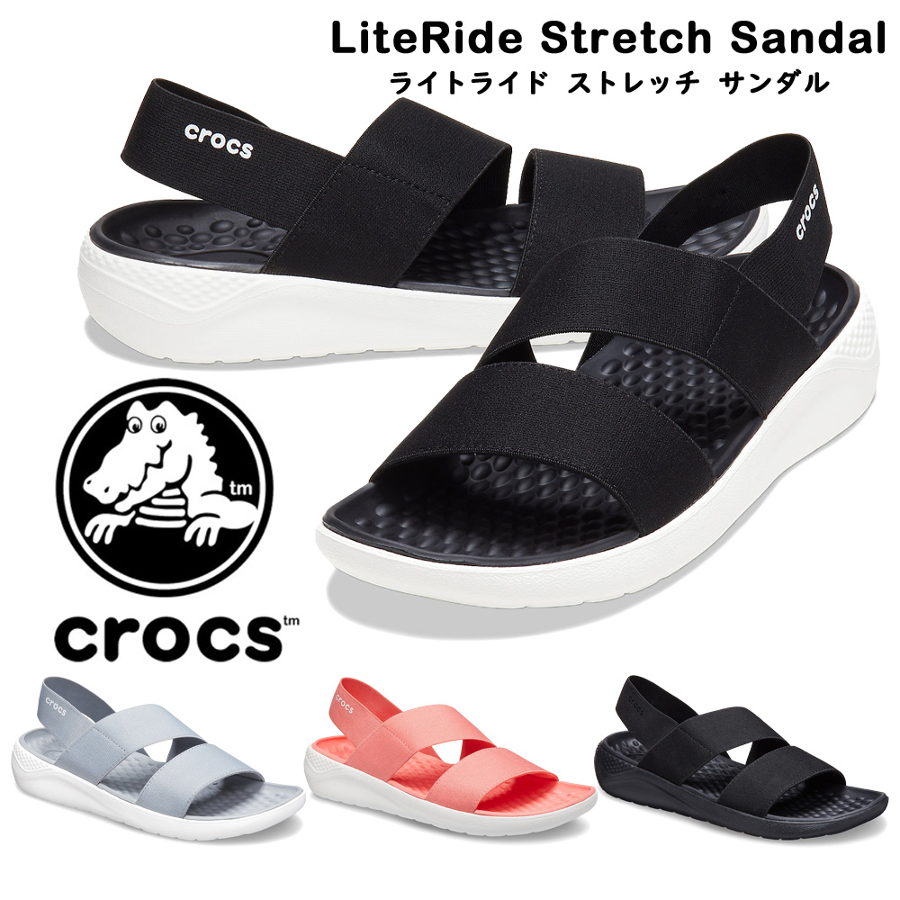 上品 crocs クロックス 206081 066 大決算セール 00J 6SL 060 LiteRide ストレッチ ラッピング不可 ライトライド レディース Stretch Sandal サンダル
