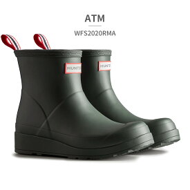 【全国送料無料】 HUNTER レインシューズ レディース オリジナル プレイ ショートブーツ WFS2020RMA BLK ATM ハンター ORIGINAL PLAY SHORT BOOT 完全防水 ハンドクラフト レインブーツ ラバー ゴム ヒール高さ3.6cm レギュラーフィット