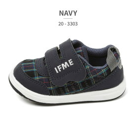 【お買い物マラソン】 イフミー スニーカー キッズ 播州織チェック柄ワンベルトスニーカー 20-3303 IFME ファーストシューズ ベビー ベルクロ
