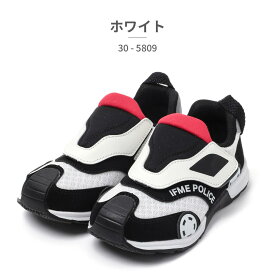 イフミー スニーカー キッズ はたらくのりもの 30-5809 IFME 2025秋冬 消防車 パトカー ゴミ収集車