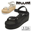 【お買い物マラソン】 MUUM サンダル レディース 9950 ムーム 2025春夏 厚底 ストラップ スポーツサンダル バックストラップ ヒール高さ:6.7cm ラインストーン