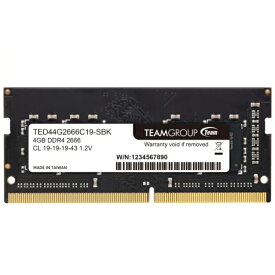 TEAM ELITE DDR4 2666 4GB ノート用 メモリ 1枚 SO-DIMM PC4-21300 CL16 TED44G2666C19-S01 永久保証