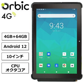 Orbic Android タブレット TAB10R 4G 10インチ ORB10RLTB-RW/JP Wi-Fi LTE 64GB IP65 防水 防塵 オルビック ブラック 本体 新品