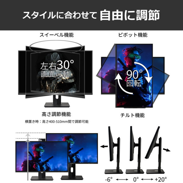 楽天市場】【165Hz/ピボット】ゲーミングモニター 高さ調整可能 PS4 