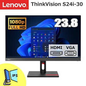 Lenovo ThinkVision S24i-30 23.8�C���` �t�����j�^�[ IPS���j�^�[ FHD ���j�^�[ ���m�{ 63DEKAR3JP IPS �p�l�� �`���g�@�\ HDMI VGA 23.8�^ 23.8�^�t�����j�^�[ �u���b�N
