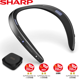 【TV接続用送信機付属】シャープ AQUOS ウェアラブルネックスピーカー サウンドパートナー AN-SS2-B ブラック 軽量 約88g 連続約16時間長時間再生可能 Bluetooth ANSS2
