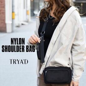 TRYAD ショルダーバッグ レディース 斜めがけ 2way 大人 【timy-est】 ボディバッグ レディース 小さめ 軽量 ナイロン 大人 旅行 通勤 通学 軽量 おしゃれ お出かけ カジュアル お財布バッグ お買い物 ブラックミニポーチ付 小さめ