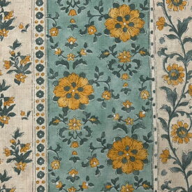 生地 SWANY Produce Saha by maruco partsコットンリネンシーチングプリント HSK794-Cフォレストグリーン(グリーン×黄色花)【数量×50cm単位】