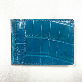 ナイルクロコダイル革　マネークリップ　スリムウォレット　スマートサイズ　財布
