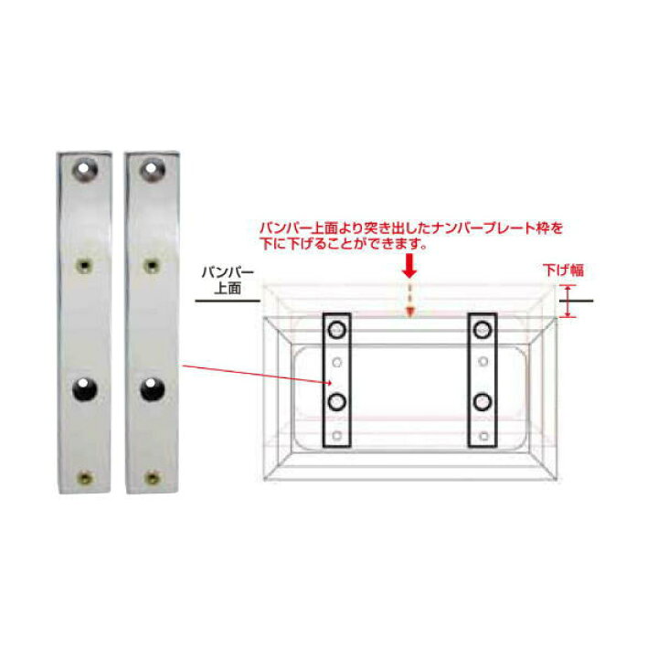 楽天市場】大型ナンバープレート枠 移動ブラケット 下げ幅30mm 
