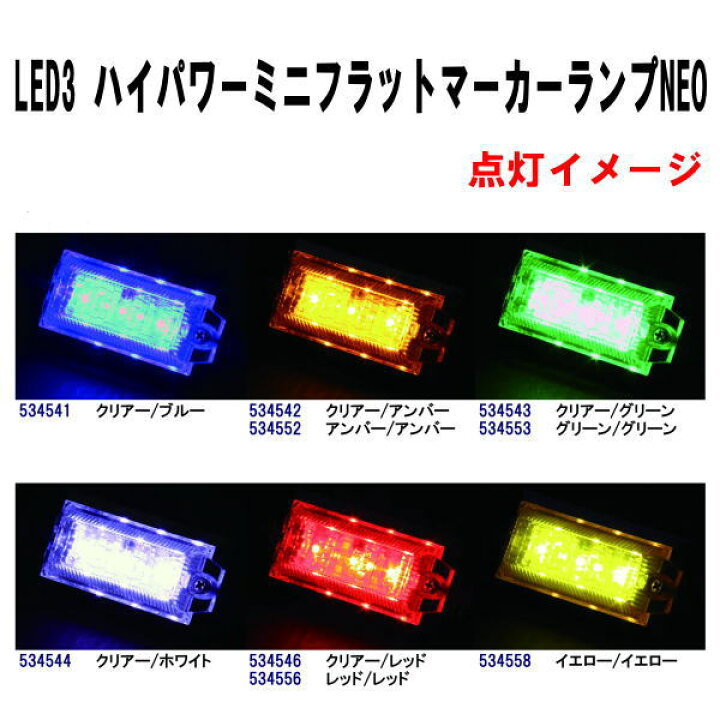 93%OFF!】 ハイパワーミニフラットマーカーランプNEO クリアレンズ仕様 534541 クリアレンズ ブルーLED ジェットイノウエ JET INOUE LEDマーカーランプ ジェットイノウエ(JET INOUE) LED3 ミニフラットマーカーNEO 24V レッド 534546
